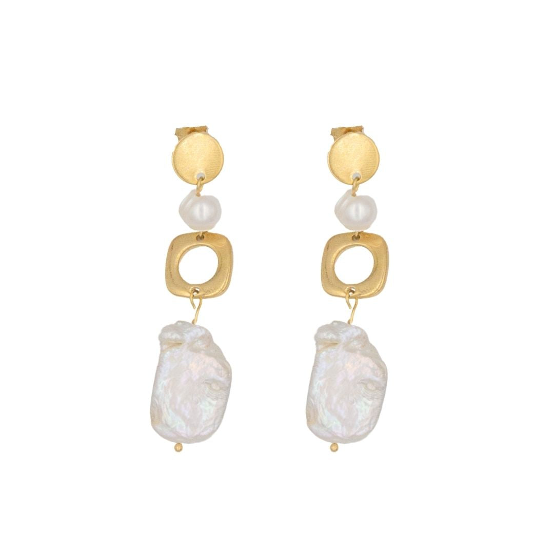 freshwater pearl unique earrings golden