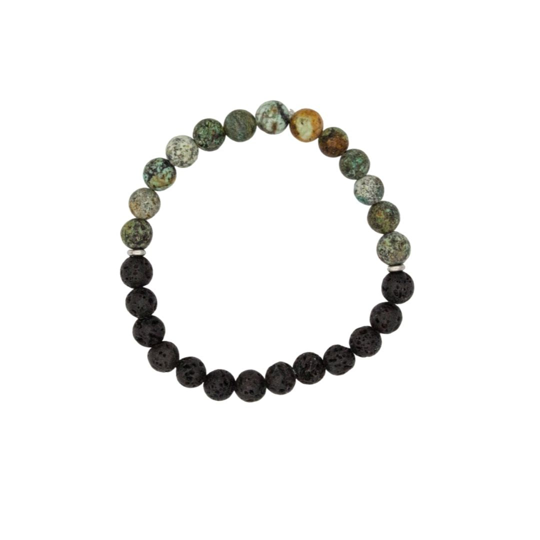 Evolve Bracelet - African Turquoise + Lava Stone + Stainless Steel - Epico Designs 