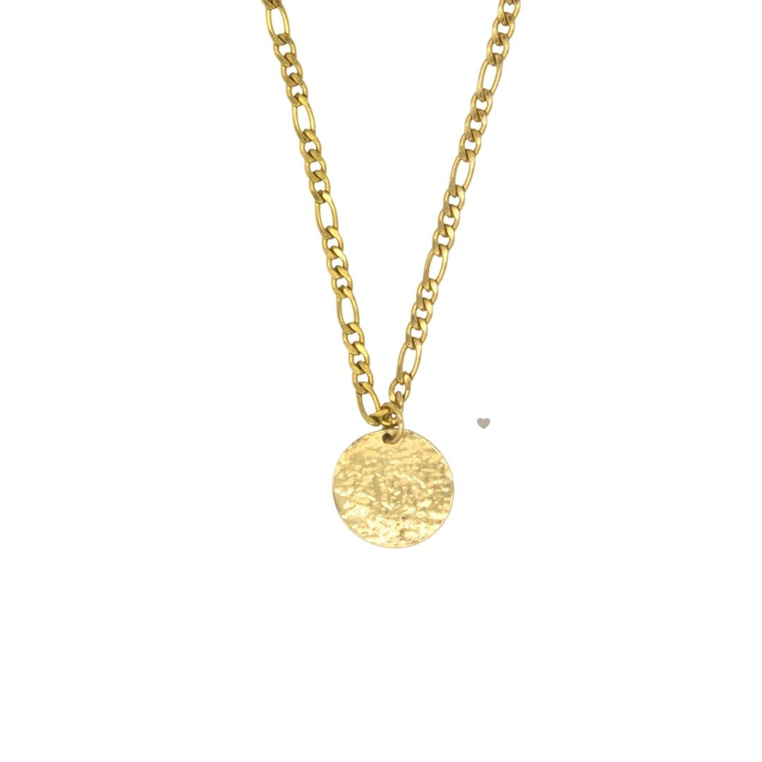 Timeless Hammered Golden Disc Medallion Necklace - Stainless Steel - Epico Designs 