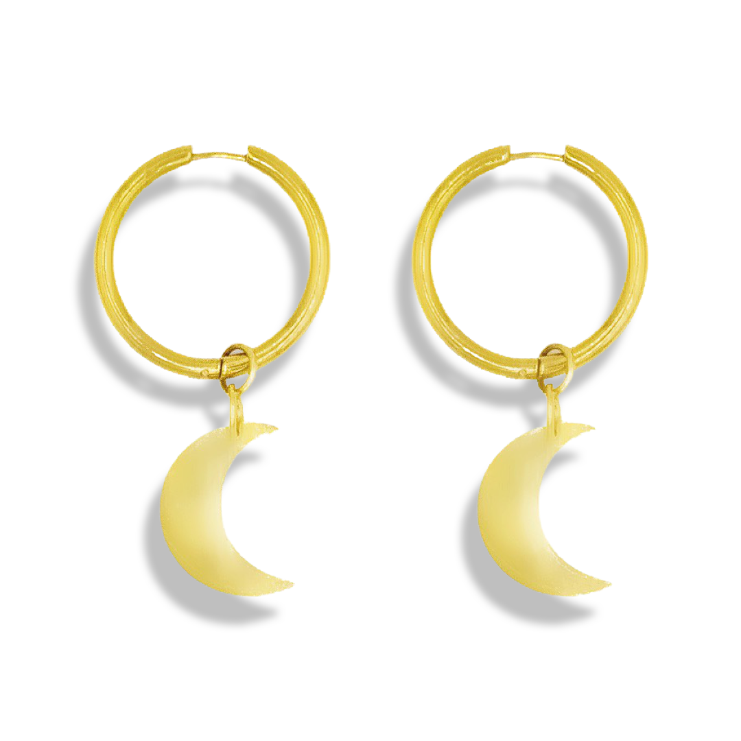 Everyday Crescent Moon Hoop Earrings - Stainless Steel - Epico Designs 