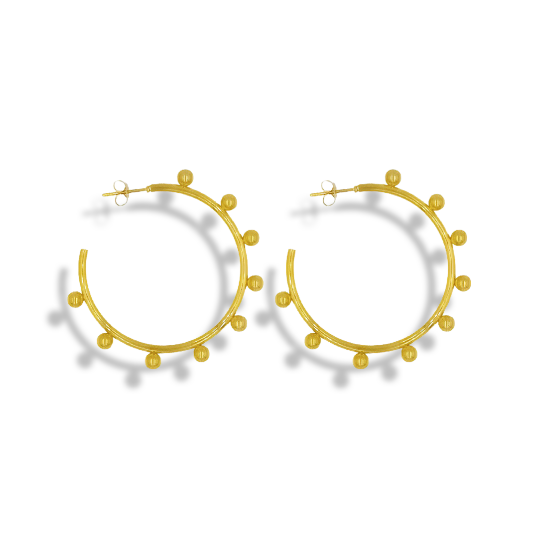 Ball Decor Golden Hoop Earrings - Stainless Steel - Epico Designs 