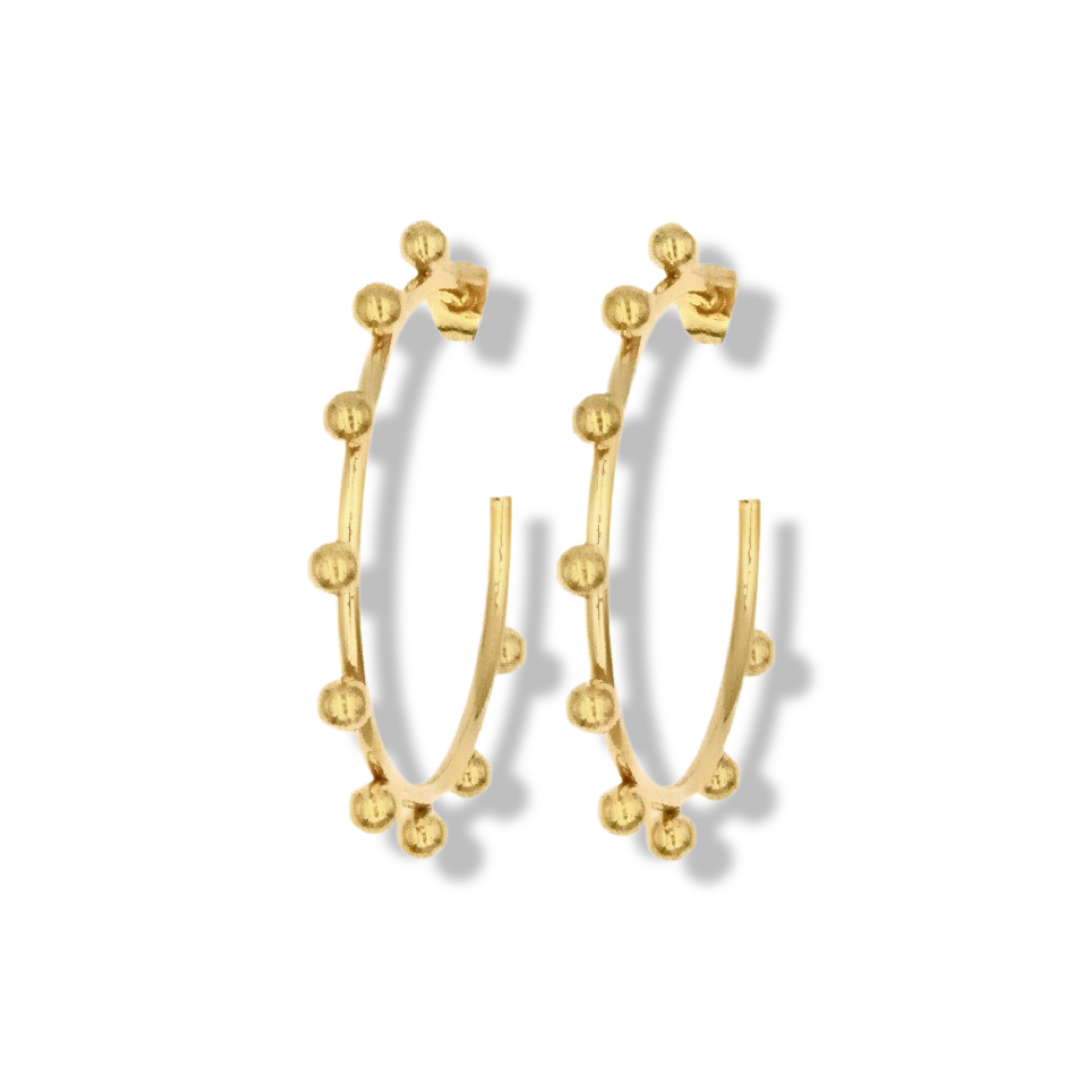 Ball Decor Golden Hoop Earrings - Stainless Steel - Epico Designs 