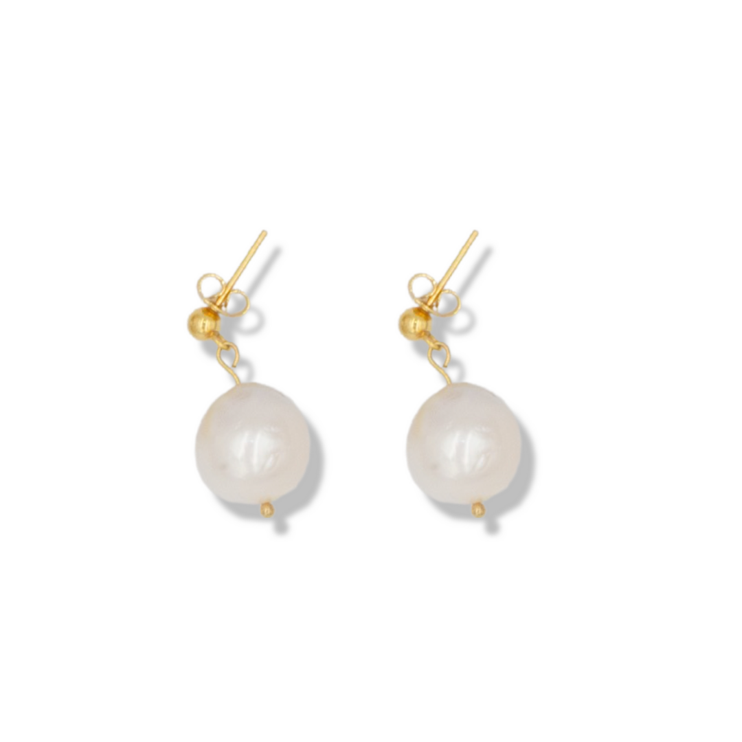 Minimal Pearl Earrings - Freshwater Pearls + Stainless Steel - Epico Designs 